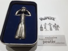 Vintage Popeye Pewter Cork Screw Bottle Opener With Tin