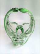 Stunning Green Murano Inspired Vase With Handle Décor