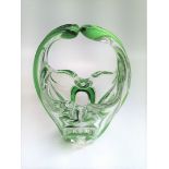 Stunning Green Murano Inspired Vase With Handle Décor