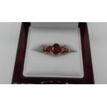 Gold 5 Stone Garnet Ring