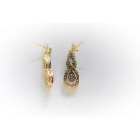 A Pair Of Gold Plated Silver & Diamond Pendant Earrings