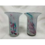 Lovely Pair Of Mdina Glass Vases In Abstract Swirled Design