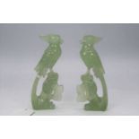 A Pair Of Honan Jade Hardstone Bird Carvings