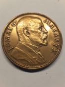 A 1935 Tomas G Masaryk Bronze Medal