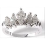 5 Stone 14Ct White Gold Marquise Diamond Ring