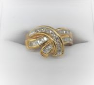 Diamond Swirl Crossover Ring