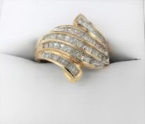 5 Row Gold Diamond Ring