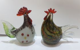 Vintage Murano Style Glass Roosters