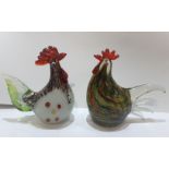 Vintage Murano Style Glass Roosters