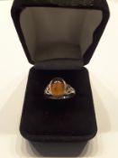 Silver Amber Ring