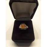 Silver Amber Ring