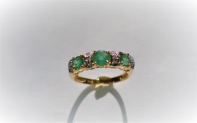 Emerald & Diamond Half Hoop Ring