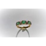 Emerald & Diamond Half Hoop Ring