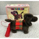 Rare Vintage Asahi Dachshund Walking Dog.