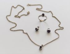 Silver Diamond & African Amethyst Jewellery Set