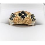 Sapphire, Citrine & Diamond Gypsy Ring