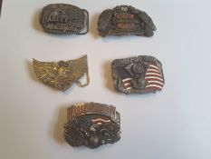 Harley Davidson Vintage Belt Buckles X 5