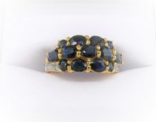 13 Stone Sapphire & Diamond Ring