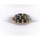 13 Stone Sapphire & Diamond Ring