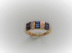 9 Stone Sapphire & Diamond Half Hoop Ring