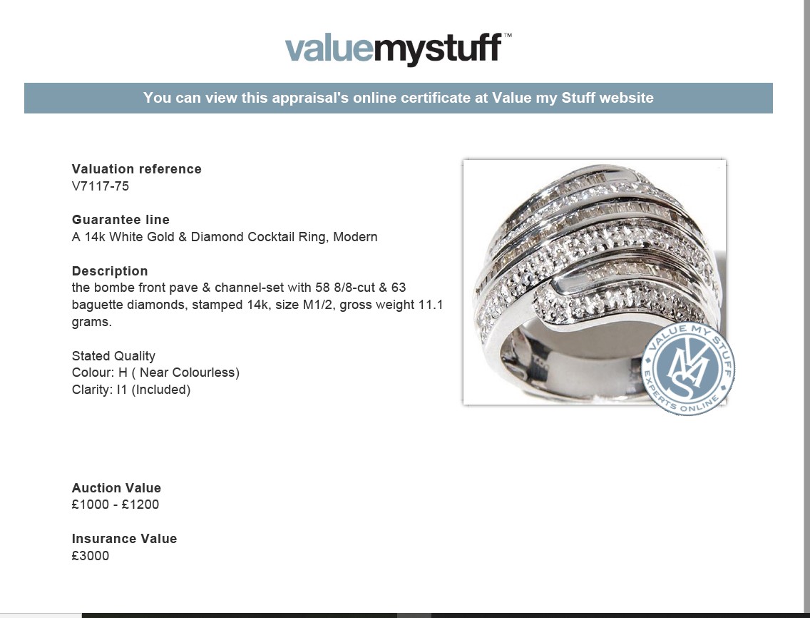 14Ct White Gold Diamond 7 Row Ring - Image 4 of 6