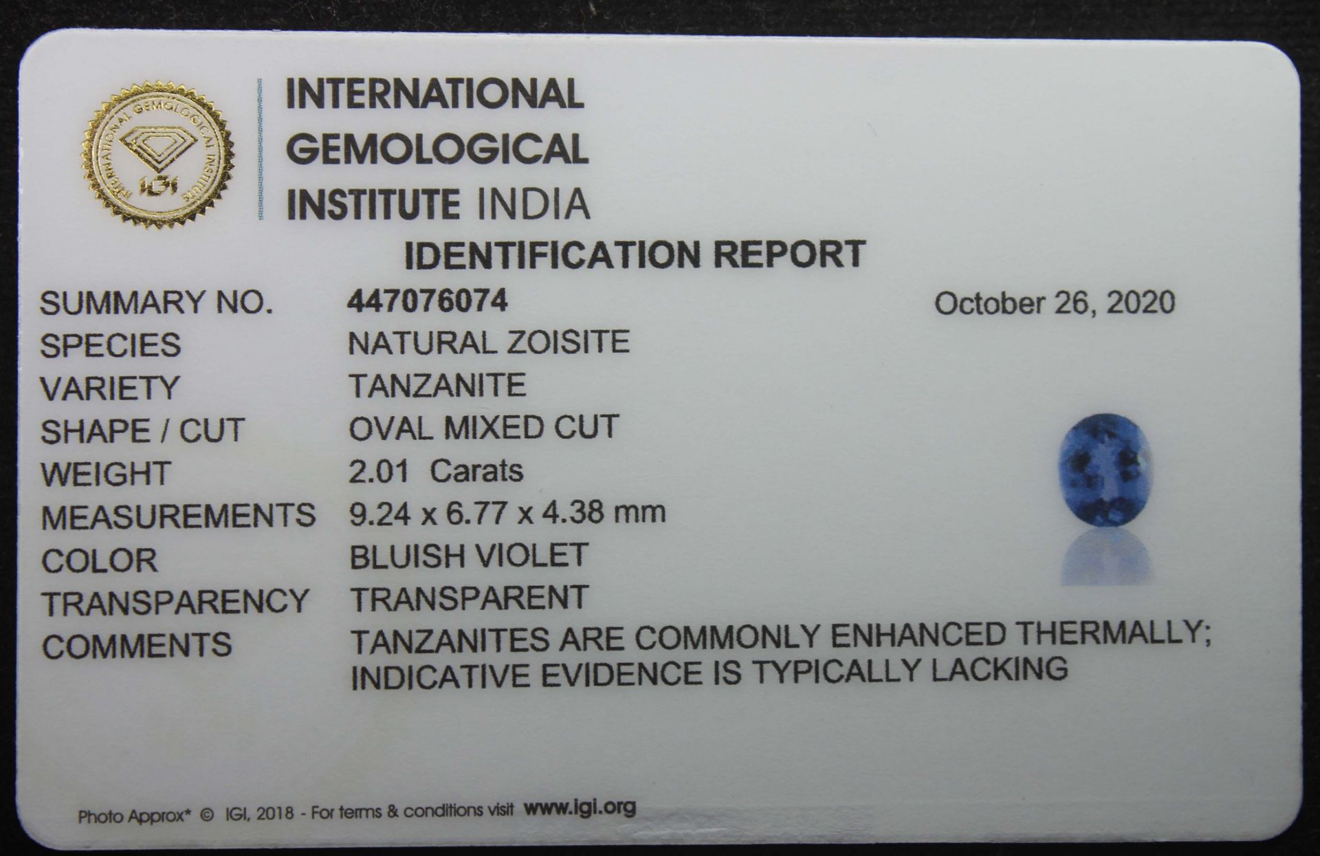 Tanzanite, 2.01 Ct - Image 5 of 5