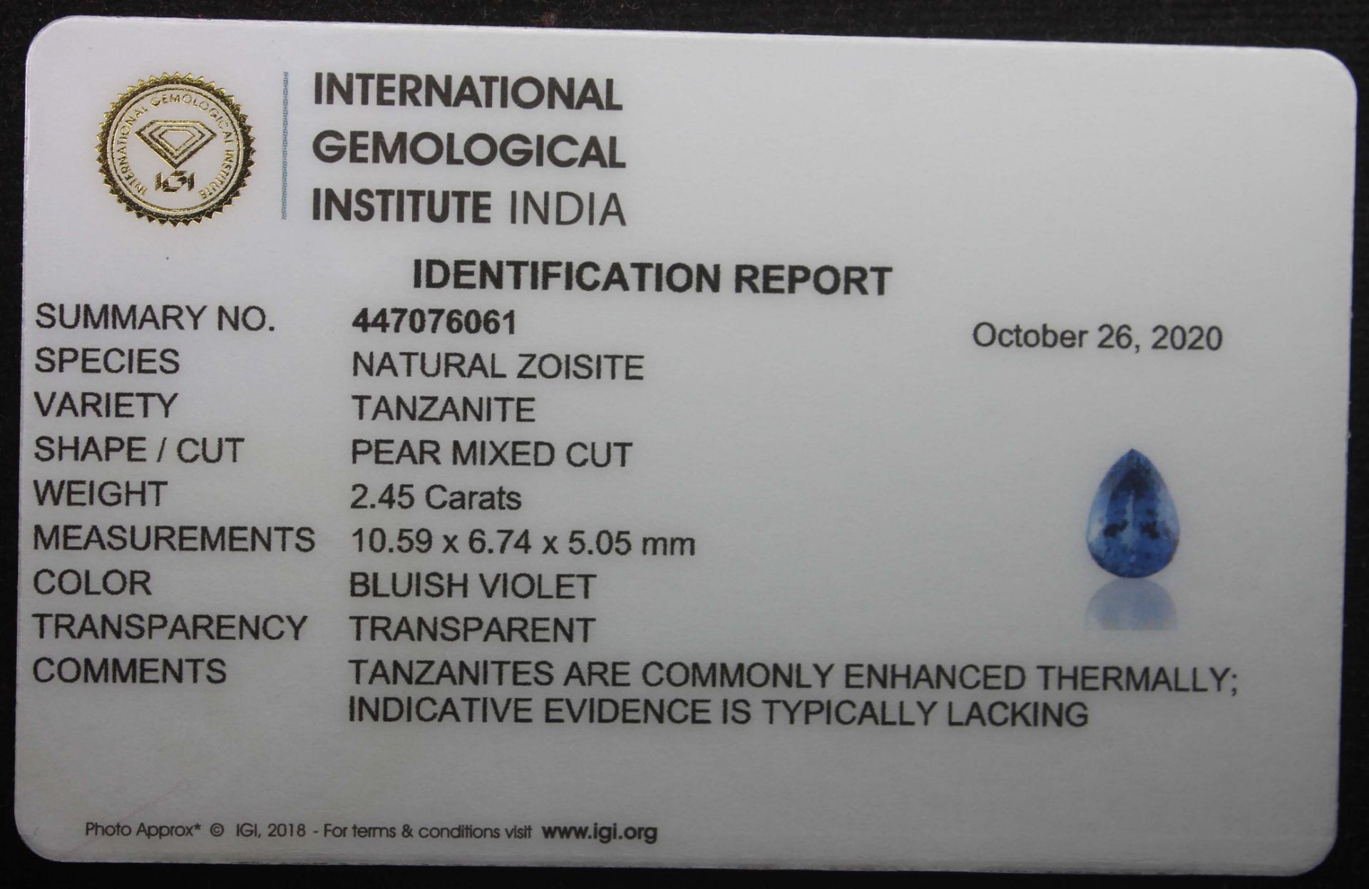 Tanzanite, 2.45 Ct - Image 5 of 5