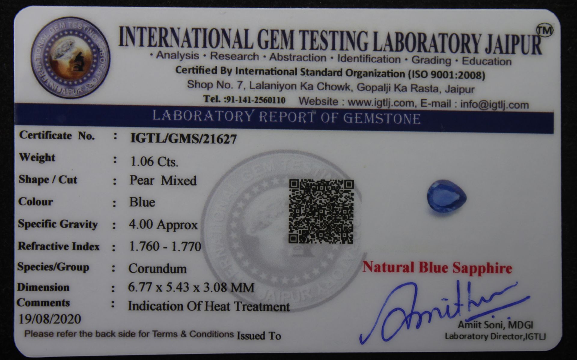 Blue Sapphire, 1.06 Ct - Image 4 of 4