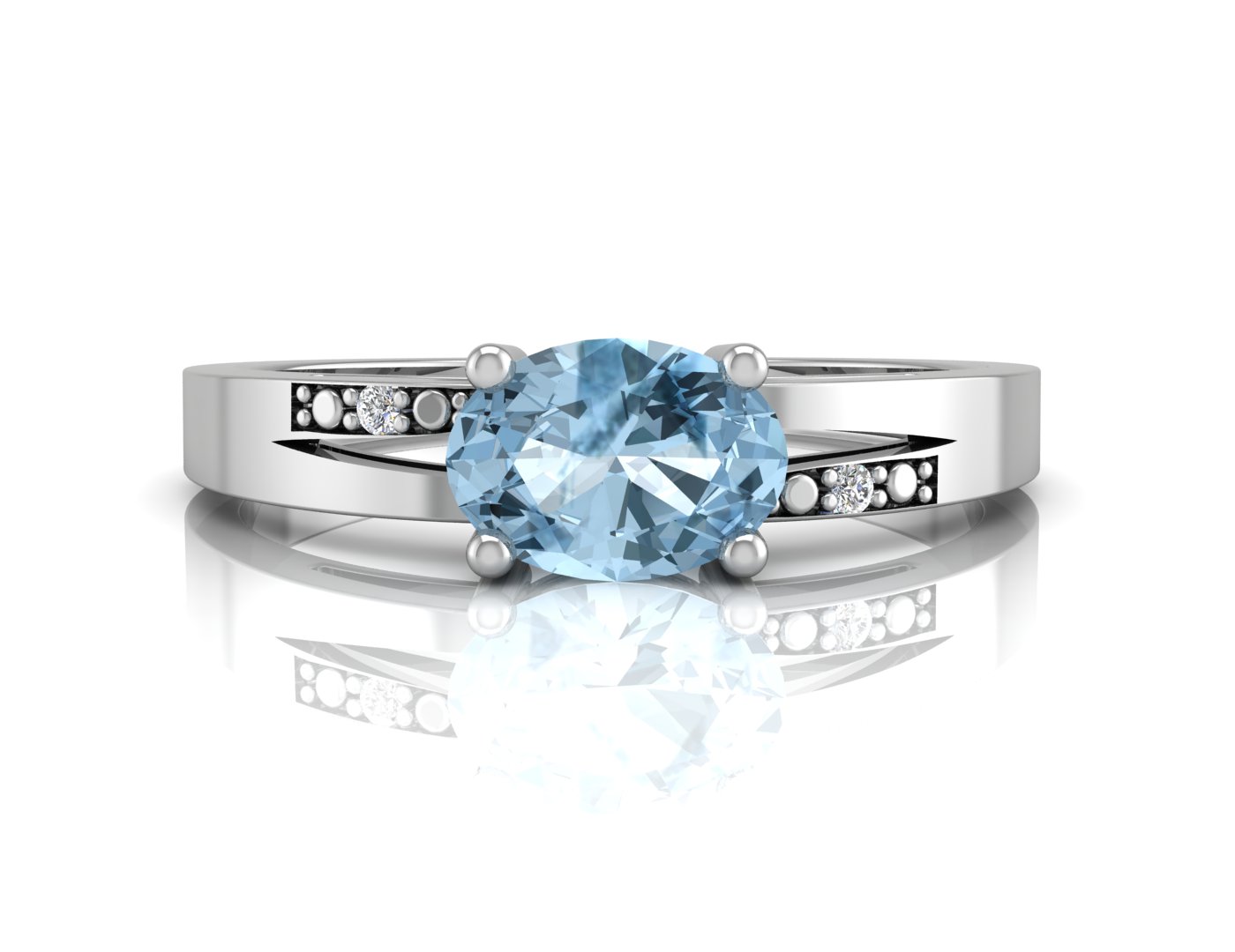 9ct White Gold Diamond And Blue Topaz Ring - Image 4 of 5