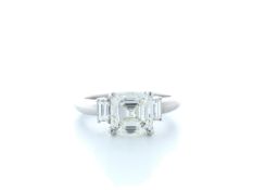 18ct White Gold Three Stone Claw Set Diamond Ring 3.11(2.70) Carats