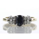 18ct Boat Shape Cluster Diamond Saphire Ring 0.50 Carats