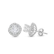 18ct White Gold Halo Set Earrings 1.50 Carats