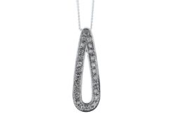 9ct White Gold Cluster Teardrop Shape Diamond Pendant 0.12 Carats