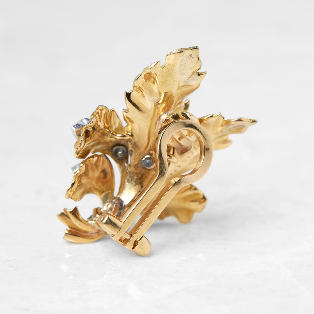 Buccellati 18k Yellow Gold Diamond Leaf Design Clip On Earrings - Image 5 of 8