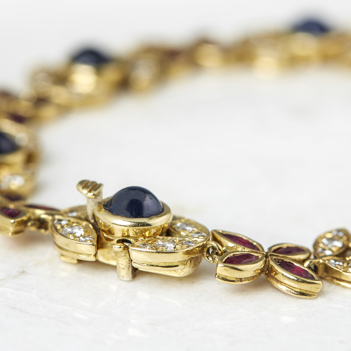 Fasoli 18k Yellow Gold Sapphire, Ruby & Diamond Bracelet - Image 7 of 7