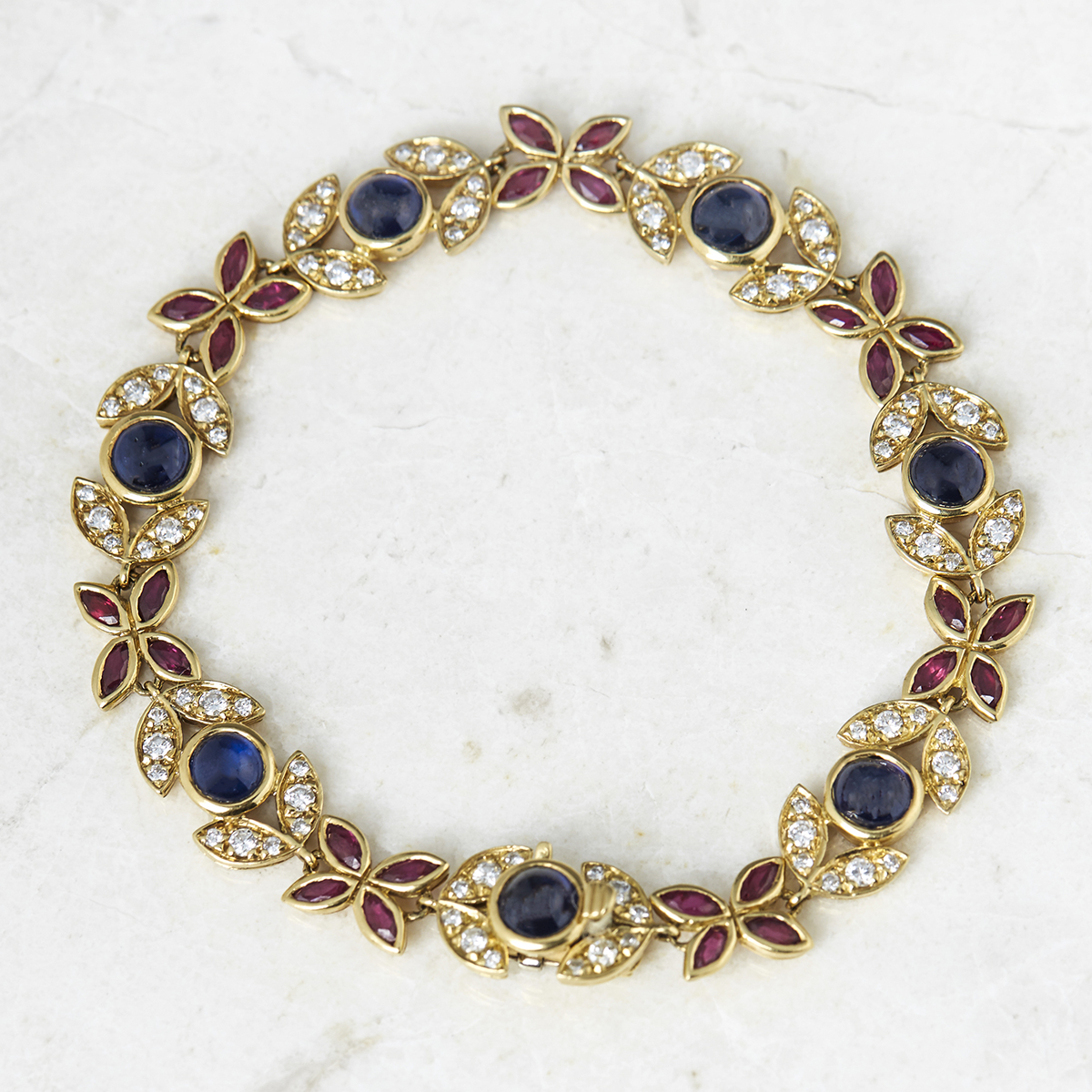 Fasoli 18k Yellow Gold Sapphire, Ruby & Diamond Bracelet - Image 3 of 7