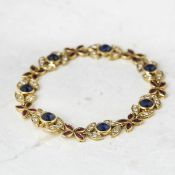 Fasoli 18k Yellow Gold Sapphire, Ruby & Diamond Bracelet