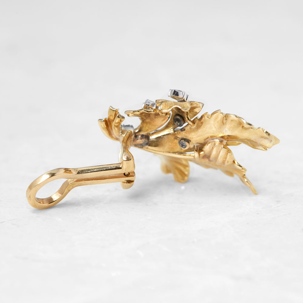 Buccellati 18k Yellow Gold Diamond Leaf Design Clip On Earrings - Image 4 of 8