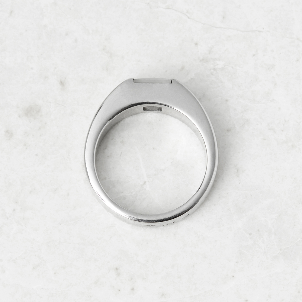 Cartier 18k White Gold Moonstone Tank Ring - Image 6 of 8