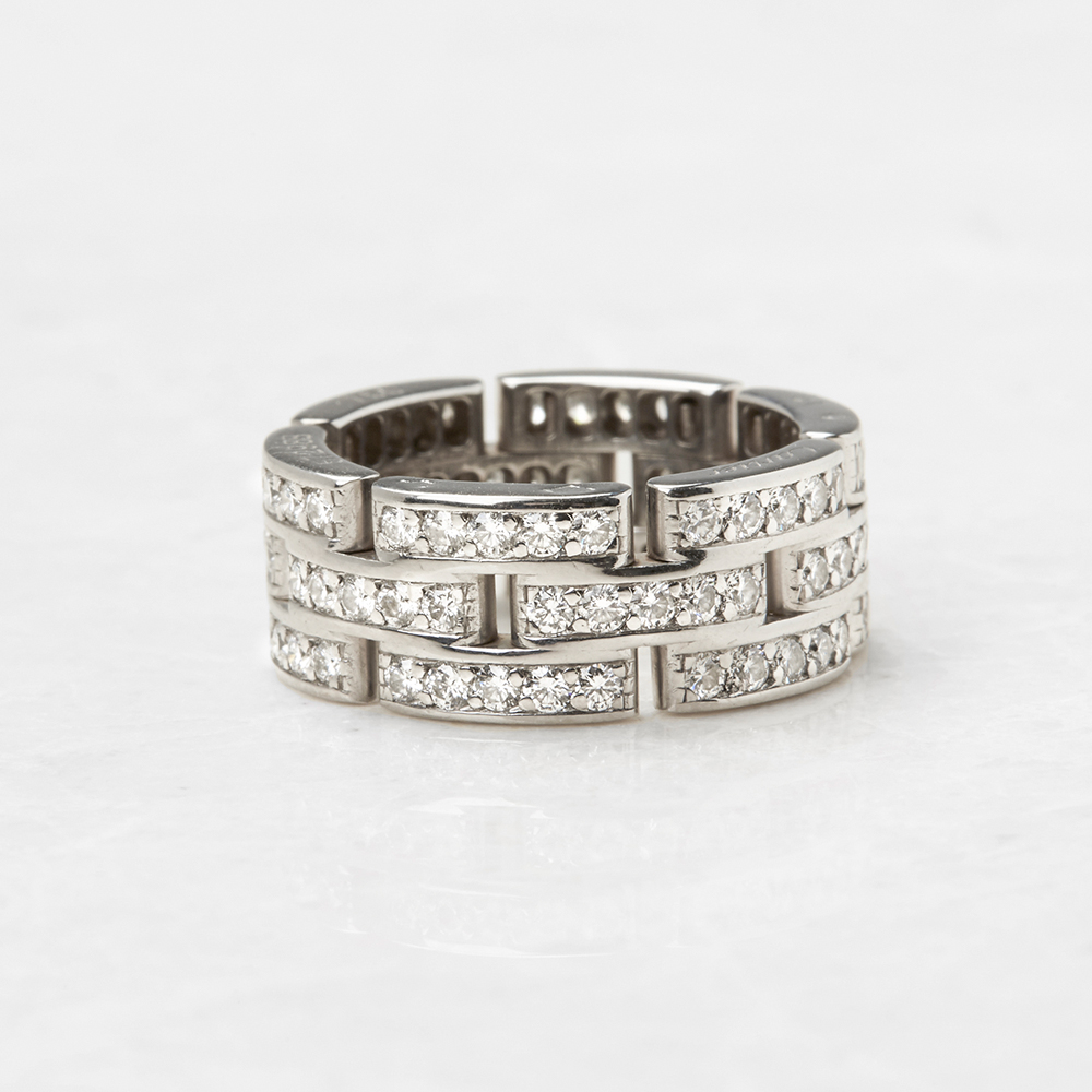 Cartier 18k White Gold Diamond Maillon Band Ring - Image 8 of 9