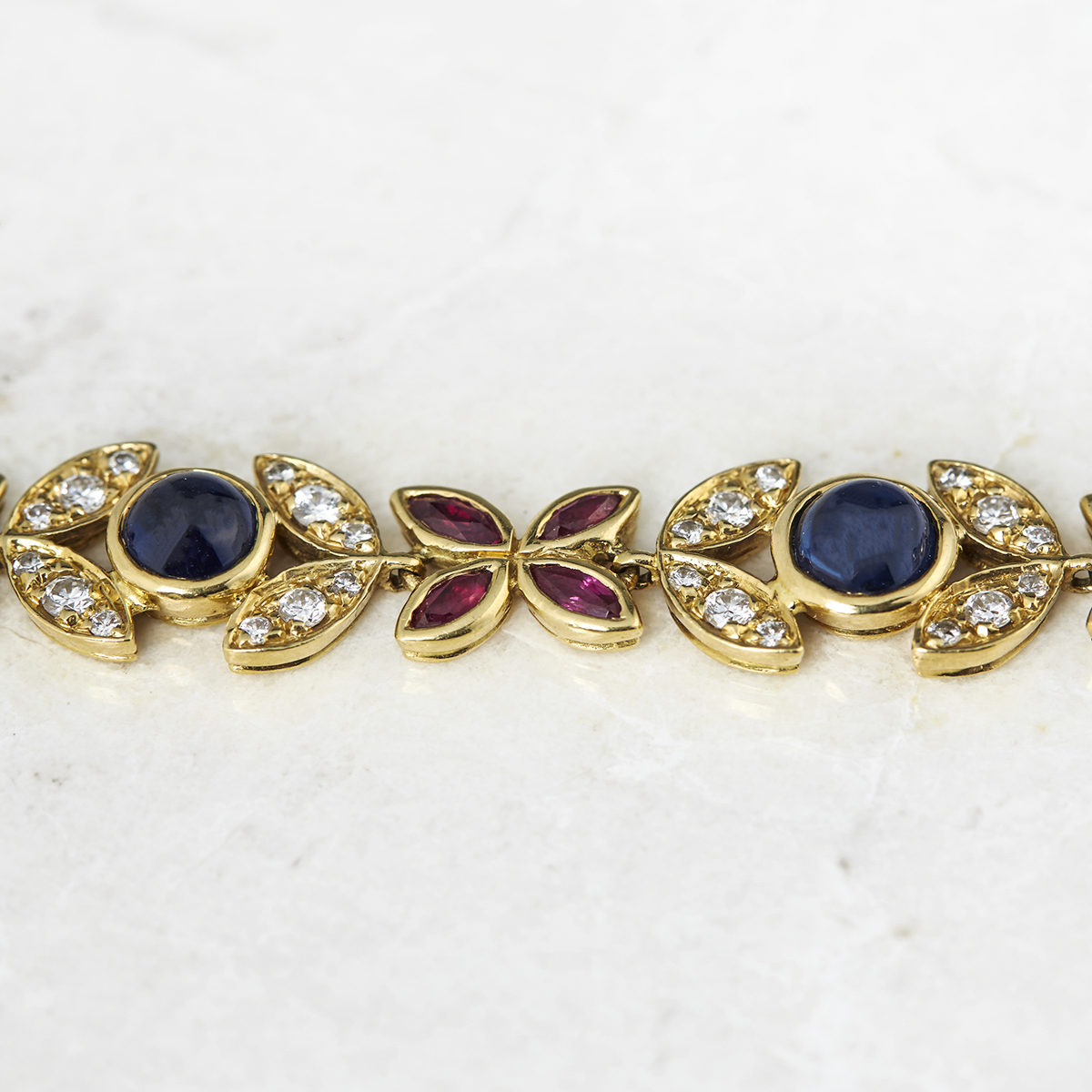 Fasoli 18k Yellow Gold Sapphire, Ruby & Diamond Bracelet - Image 4 of 7