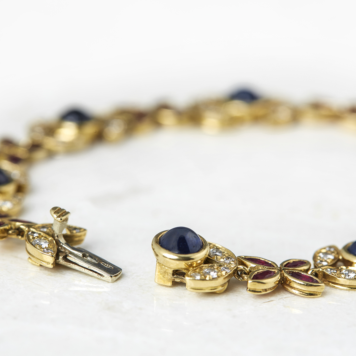 Fasoli 18k Yellow Gold Sapphire, Ruby & Diamond Bracelet - Image 6 of 7