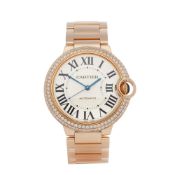 Cartier Ballon Bleu 36 WJBB0005 or 3003 Ladies Rose Gold Diamond Watch