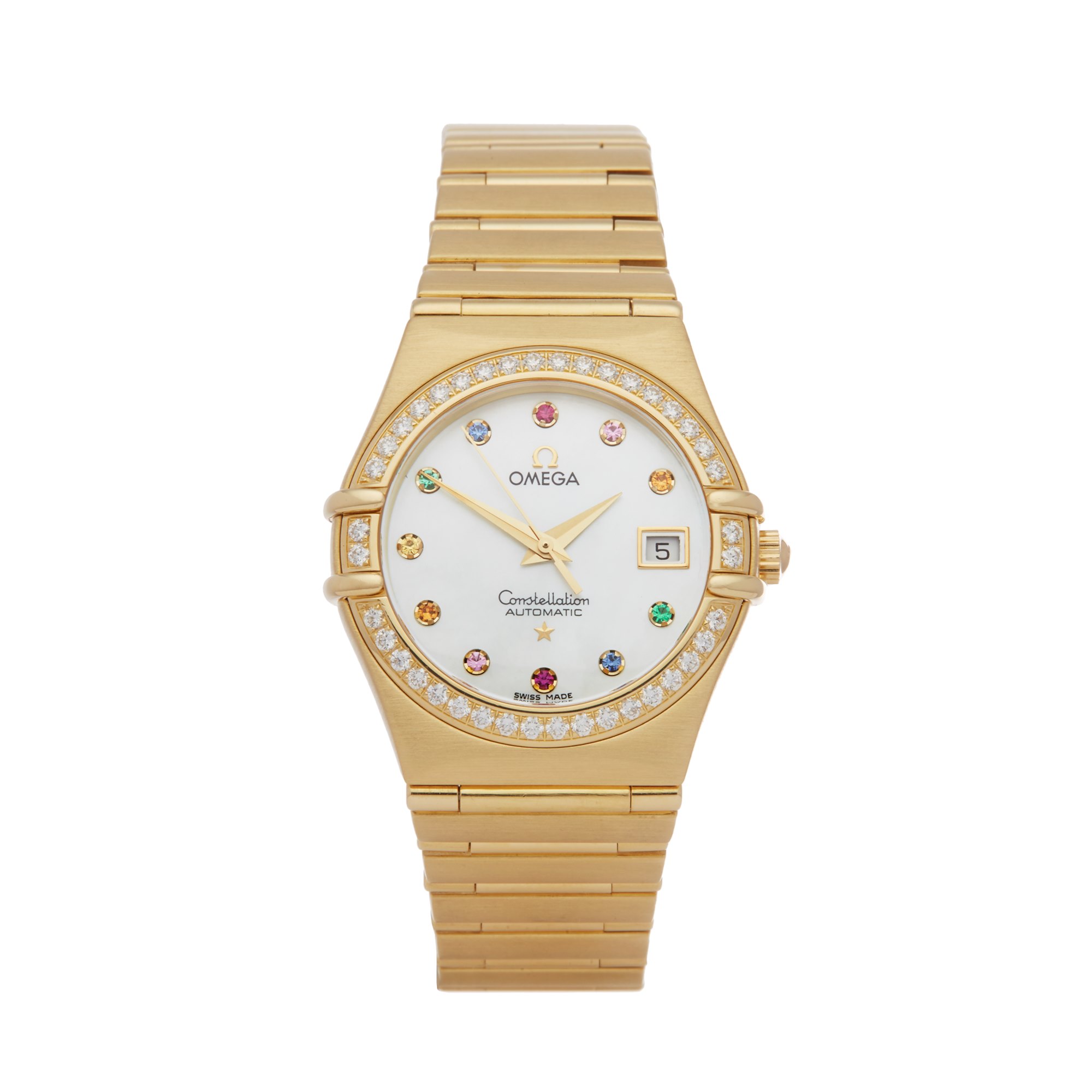 Omega Constellation 1197.79.00 Ladies Yellow Gold Iris Mid Size Automatic Watch