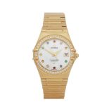 Omega Constellation 1197.79.00 Ladies Yellow Gold Iris Mid Size Automatic Watch