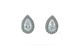 18ct White Gold Pear Shape Diamond Halo Earrings 2.60 Carats