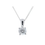 9ct White Gold Single Stone Four Claw Set Diamond Pendant