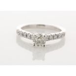 18ct White Gold Stone Set Shoulders Diamond Ring 0.91 Carats