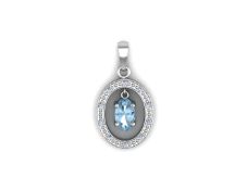 9ct White Gold Diamond And Blue Topaz Pendant