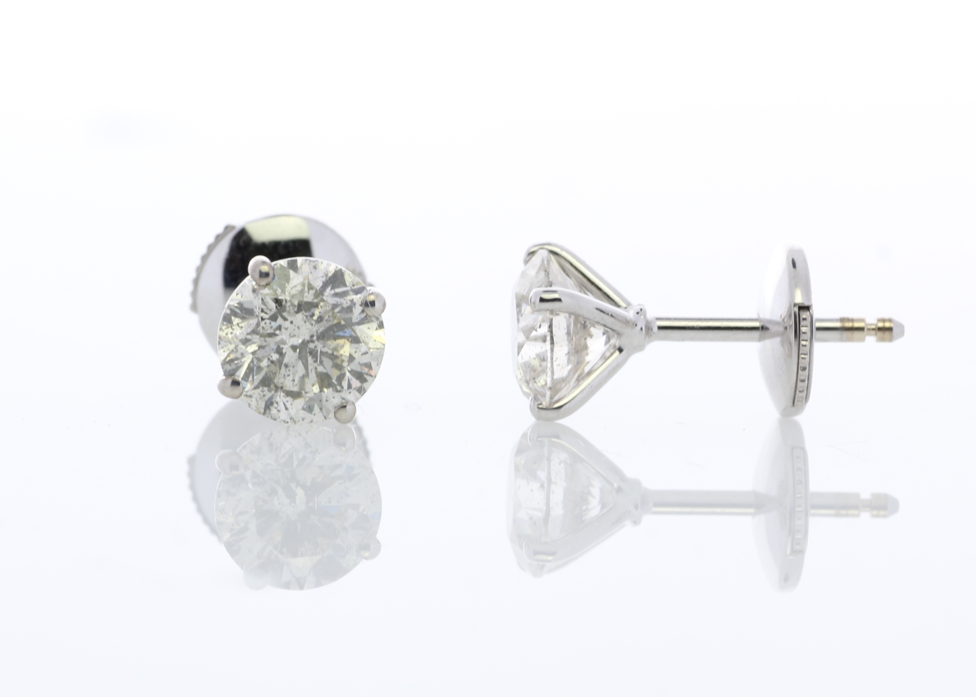 18ct White Gold Claw Set Diamond Earrings 2.34 Carats - Image 2 of 4